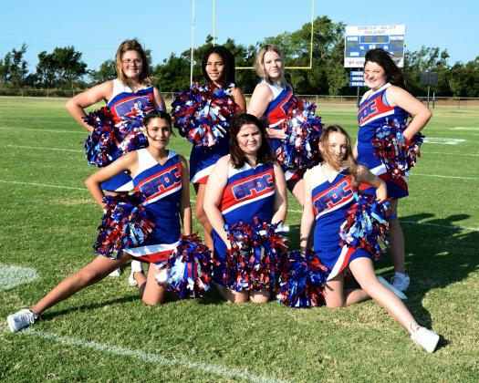 The Burns Flat-Dill City cheerleaders who support their teams throughout the year. Top, L-R: Kaylee Miller, Trinity Holden, Elcee Price Lanie Rowell. Bottom, L-R: Annemarie Corbin, Starr Raad, Shyanna Redd.