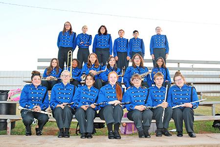 Burns Flat-Dill City's high school band including seniors Andrew Moore, Benny Baker, Bethany Whitacker, Evely Veloz, Maci Julian, and Rebel Fricks