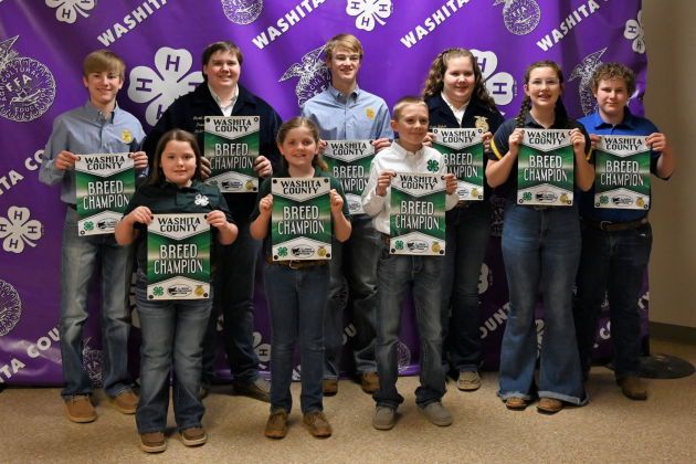 Back row left to right: Clay Randall, Jacob Baker, Colt Randall, Zada Baker, Kaylin Holt, Braxton Holt. Front row left to right: Cambree Moore, Katherine Wright, Hazen Pruett.