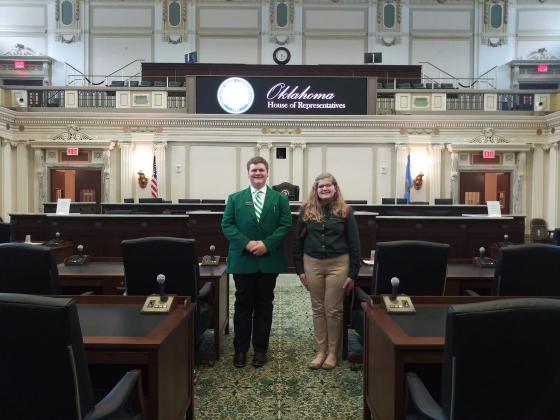 Washita County 4-H members Brance Barnett and Kathryn Sirmon attended State 4-H Day