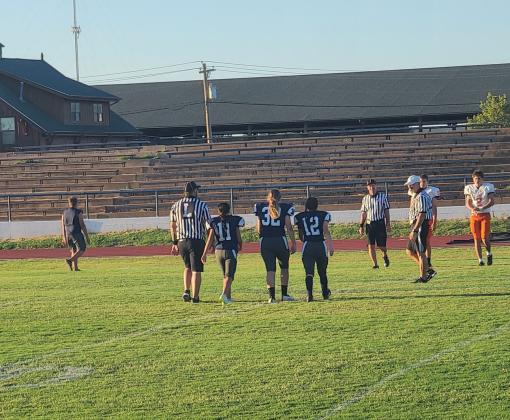 #11 Zandalin Dudgeon, Kicker, #32 Olivia Neeley, Offensive Line, #12 Baylor Moore, Linebacker. Photo courtesy of Amy Neeley