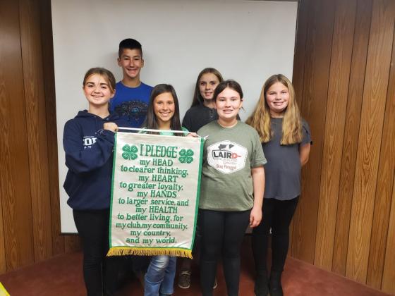 Cordell 4-H Club Officers: (Left to Right) Back Row: Vice President- Korben Gossen of Corn, President Aubrey Sturgeon of Rocky, Recreation Leader- Brett Sturgeon of Rocky. Front Row: Reporter- Francesca Bloomer of Cordell, Secretary- Bailey Gossen of Corn, Treasurer- Delainee Moore of Cordell.