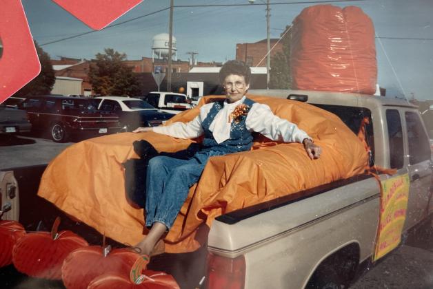 Alice parading in the Cordell Pumpkin Festival