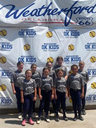 10U group photo back row left to right: Kenam Trent, Brinlee Baker, Kimber Feltman, Chaynee Hunter, Cassi Ray. Front row left to right: Cayce Gregg, Brylee Ball, Ella Gossen, and Makiah Trent. Photo by Amber Trent