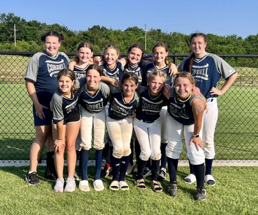 12U group photo back row left to right: Emma Holman, Kilie Rasmussen, Dakota Ivey, Chloe Smith, Karsyn McCuistion, Ruth Moser. Not pictured: Brynlie Gray. Front row left to right: Rylee Kelly, Rylee Larsen, Brylie Reeves, McKinley Moore, Emma Ray. Photo by Misty Holman