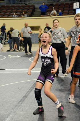 Vera Burch gets emotional as she wins her championship match. Photo by Erin Dudgeon