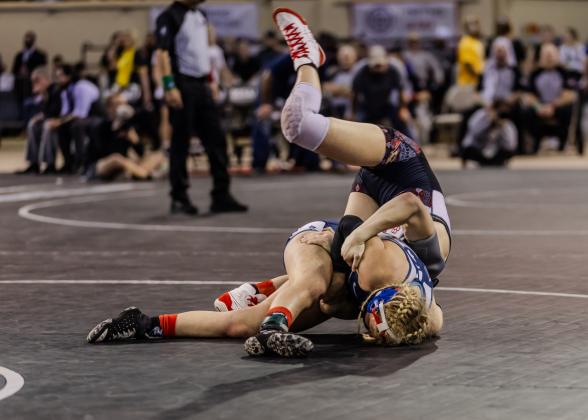 Baylor Moore in her final move before moving into the winning pin - Photo by Anjelica Newcomer