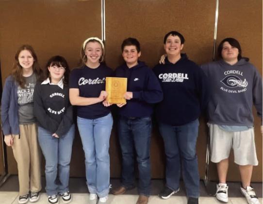 L-R Eliana Yaeger, McKenzie Morris, Dakota Ivey, Hoyt Roberts, Saxon Flores, Ayden Lange
