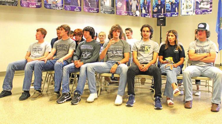 ABOVE: Cordell Senior athletes await their turn to receive awards at the 2021 All-Sports Banquet. BELOW: The True Blue award was presented to Russell Jackson for his unwavering support and constant presence at athletic events. CONTRIBUTED PHOTOS