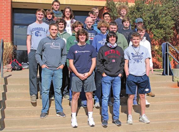 The Cordell High School football team showed up to support Raydon Kuehne as he signed his letter of intent to play college football. PHOTO BY FLORA WALTERS