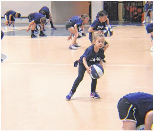 The Cordell All Stars put on a dribbling and ball-handling display during halftime of the Cordell High School girls basketball game against Carnegie on Tuesday, Jan. 14. Bob Henline | The Cordell Beacon