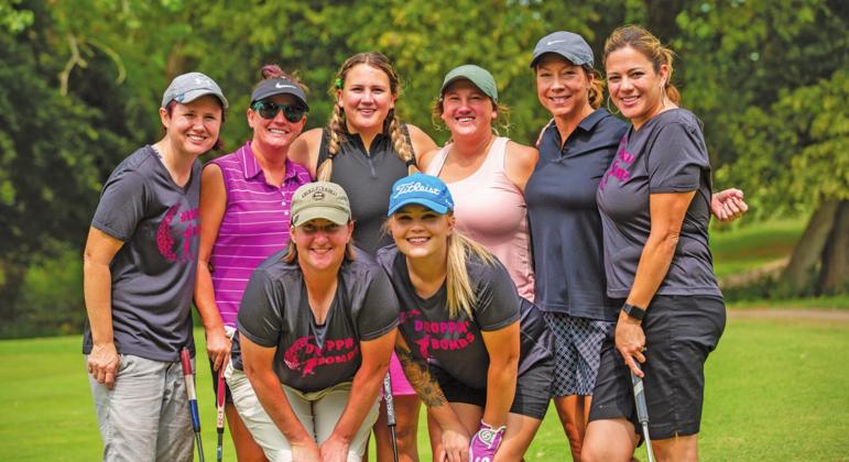 There were two all-girl teams participating in the Play for Scott tournament! Both teams finished with 57’s! Front row: Jaryn Rainey, Markie Repp Back row: Tasha Marshall, Amber Brewer, Haley Gunkel, Tori Windsor, Michele Robinson, Jamie Cameron