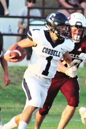 Senior Dane Corbin evades the Eagle defense.