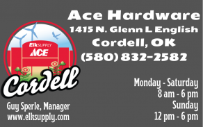 Ace Hardware, Cordell - ph. 580.832.2582
