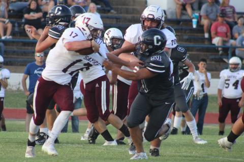 Cordell Blue Devils fall to Sayre Eagles in football season opener