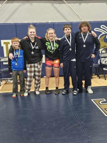 Left: Tyson Dickerson, Keegan Brooks, Baylor Moore, Briggs Reeves, and Axton Zarecki PHOTO BY KATHY MILLER