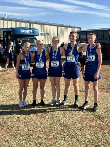 Left to right: McKinley Moore, Baylor Moore, Calliy Walker, Jacob Vela, and Easton Wall. Photo courtesy of Cordell Public Schools. 