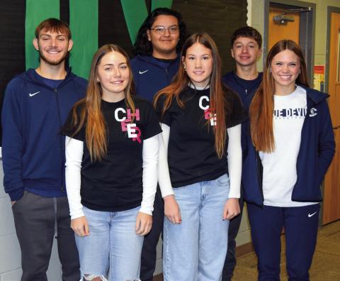 Left to right- Senior Jacie McCown, escorted by Jacob Vela,- Junior Audrey Gatlin, escorted by Gideon Thompson, Sophomore Tralynn White, escorted by Zayden Jones