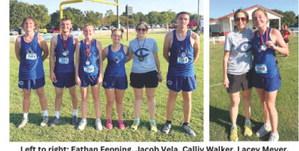 Left to right; Eathan Fenning, Jacob Vela, CalLly Walker, Laccy Meyer, Coach Horn, Daniel Harjo. Photos courtesy of Cordell Schools.