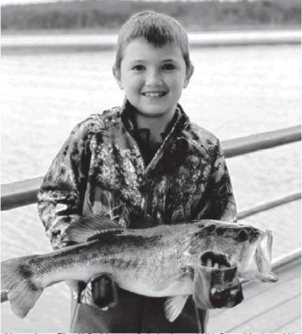 It is easy to see Ethan McDaniel was excited when he caught this 5 pound 4oz bass at Mc-Gee Creek State Park last week. According to his dad, after this picture was taken he said, “Dad, let’s put it back so it will grow bigger!” Photo courtesy of OKDWC