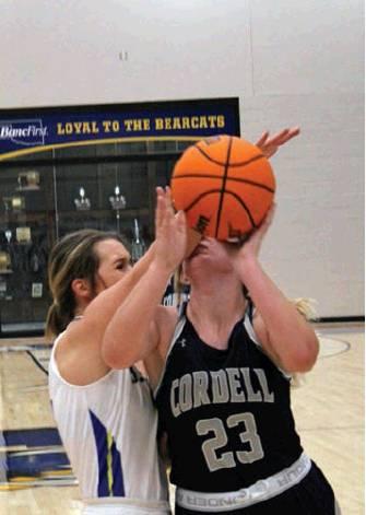 Bailey Troub draws the foul against Hobart. Bob Henline | Cordell Beacon