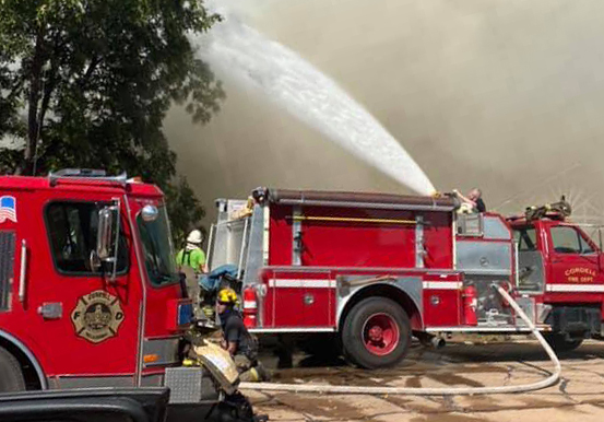Cordell Fire Department worked to put out the house-fire.