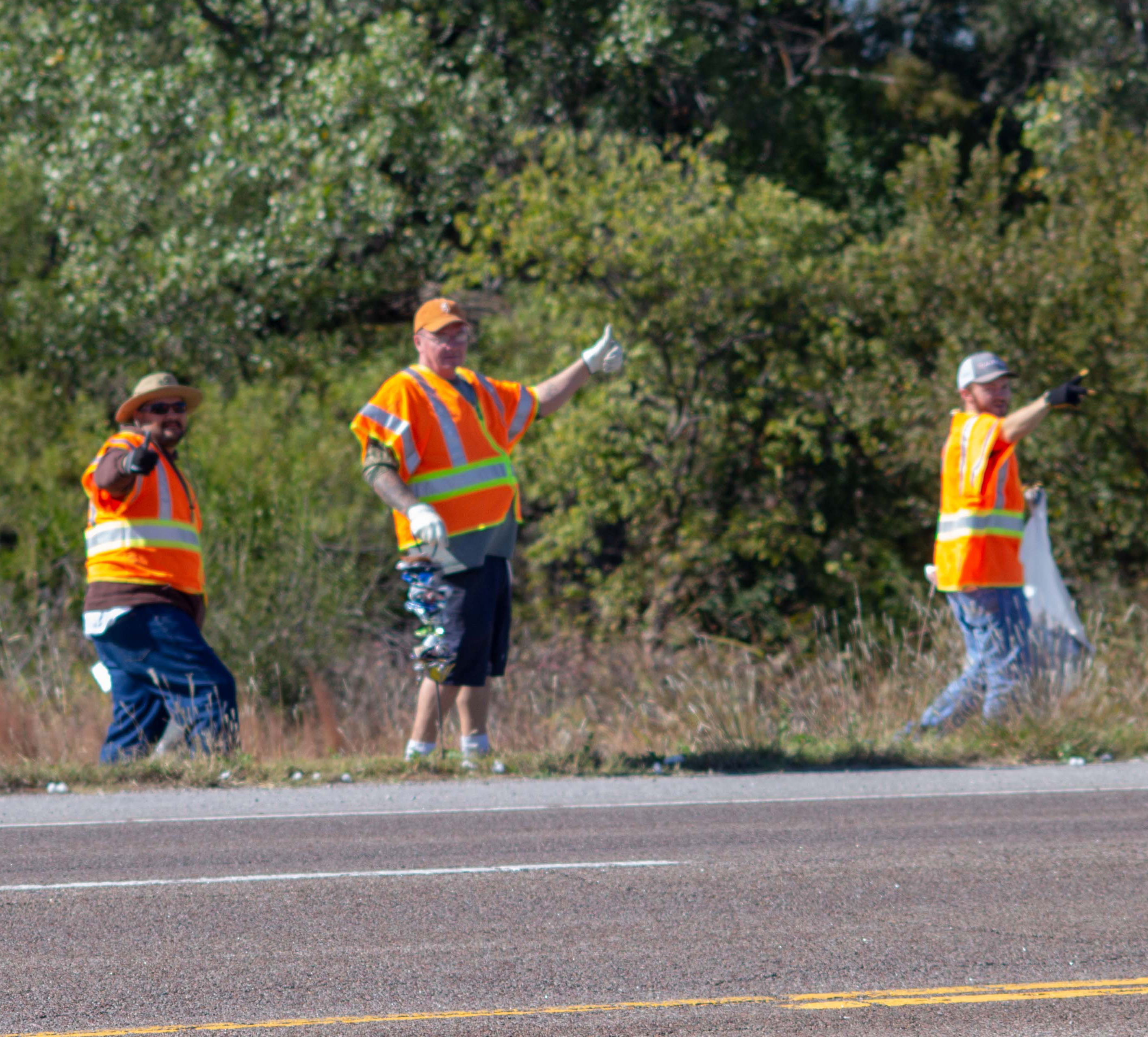 Current participants of the Washita-Custer County drug court spend the afternoon picking up trash on the county line for Washita and Custer county. Picking up trash is just one of the ways that participants spend their time on the road to their recovery.
