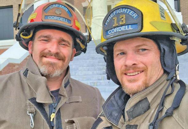 Cordell Fire Department’s Ryder Campbell and Tom Boecker participated in a virtual stair climb at the Washita County Courthouse in honor of first responders who lost their lives on 9/11. They climbed 110 flights of stairs carrying packs that weight about 75 pounds.