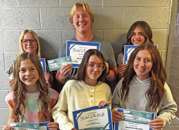 Cordell Secondary Schools’ Students of the Month are (clockwise from top left) Mckinley Moore, Bryton Yaeger, Olivia Christian, Mackinlee Brunker, Bailey Slaugterback, and Ella Gossen