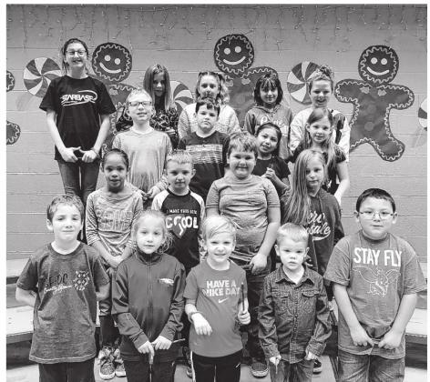 Back row from left: Chloea Simon, Audry Harris, Brooklyn Weaver, Heather Raleigh, Lexi Parker; next row: Cameron Raleigh, Ezekial Denny, Aubrey Washee, Ella Davis; next row: JaNae Anderson, Julian Harshberger, Remington McDearmond, Allison Harrison; front row: Paxon Tate, Taytum Reeve, Ransik Kemp, Errlly Denny, Dakota Castonon.