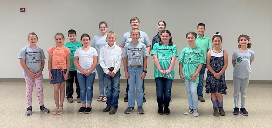 4-H Members participating in the Cupcake Wars were (L-R): Sara Misener, Tailee Finnell, Braxton Barnett, Delainee Moore, Kathryn Sirmon, Denton Cook, Alex Misener, Brance Barnett, Joey Mooney, Abigail Sirmon, Franesca Bloomer, Korben Gossen, Bailey Gossen, and Kali Bloomer. CONTRIBUTED PHOTO