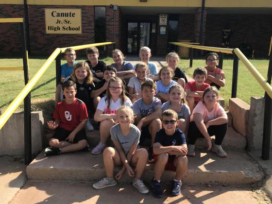 Canute Junior 4-H Club Back Row: Alex Jarnigan, Satcher Peck, Paisley Visnieski,  Brooke Thomas, Sadie Allen, Lillianne Smith Middle Row: Maci Hall, Corbin Harbin,  Tailee Finnell, A.J. Baker, H.B. Wright. Second Row: Levi Jarnigan, Kallie Hall, Ryker  Peck, Katherine Wright, Deborah Steffes. Front Row: Abagail Schneberger, Trapper  Visnieski.