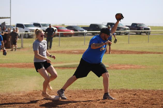 Josh Weems gets a tag on Andrea Palmer. Photo by Brooklynn Peek
