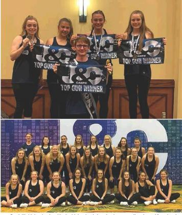 Cordell’s high school and junior high school cheerleaders recently returned from Lawton where they participated in the Jeff &amp;amp; Craig Cheer Camp. All told, 25 Blue Devils participated in the camp, and five of Cordell’s cheerleaders, Kenlee Dodd, McKinsey Gray, Ellie Willard, Renee Javorsky, and Alex Thomison, were awarded Top Gun awards. Photos courtesy of Alisa Boecker.