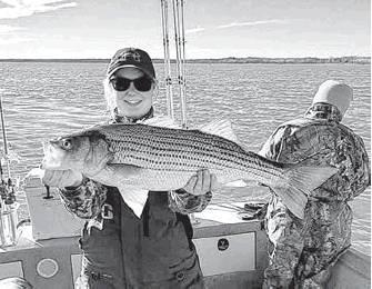 Oklahoma’s cold winter months provide prime-time stiper fishing, and Lake Texhoma is the place to go. Photo courtesy of OKDWC.