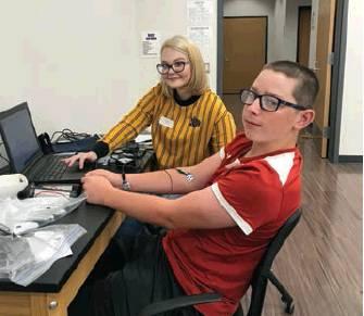 Cordell’s Allyson Rees, left, and Sentinel’s Hunter Brashears participate in WTC Stem Camp. Photo courtesy of Sarah Hirschman.