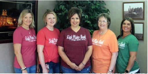 Sheri Parsons, center, and the Cordell High Plains Bank staff. Bob Henline | The Cordell Beacon
