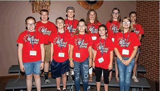 Cordell students, from front left: Savannah Hendricks, Turner Jones, Jacie McCown, Kylee Snuggs and Kandice Wilson; back row from left: Samuel Lindsey, Alexander Kennedy, Kyndal Norris, Madi Maddox and Elizabeth McGuire attended Middle School Band Camp at SWOSU. Photo courtesy of Brian Adler.