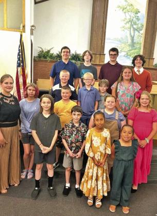 ALL PHOTOS COURTESY OF DANIELLE SHAW Front Row (Left to Right): Jacoby Thomas, Roland Thomas, Adelyn Lonebear, Amberly Lonebear Second Row: Instructor Danielle Shaw, Elly Hamilton, Benaiah Miller, Jaelynn Simmons, Elsie Jaronek Third Row: Josiah Miller, Dawson Pool, Ben Kuczajda, Makayla Barnes Back Row: Gavin Hamilton, Wesson Shaw, Parker Vandever, Porter Jones