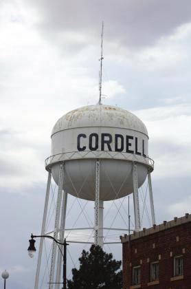 One of Cordell’s two water supply towers. Bob Henline | The Cordell Beacon
