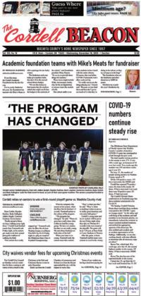 The Nov. 18 front page of the Beacon. CORDELL BEACON