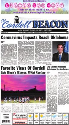 The March 18 front page of the Beacon. CORDELL BEACON