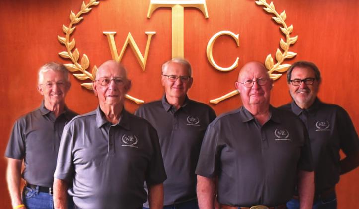 Western Technology Center Board of Education, back row left to right: Rudy Mayfield, Sayre; Gary Smith, Weatherford; Don Greteman, Burns Flat; front row left to right: Derrel Nutley, Elk City; and Ray Challis, Clinton