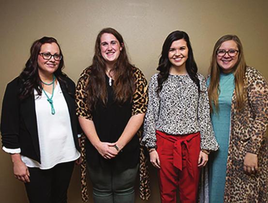 SWOSU teacher candidates Anna Hewitt, left, Bailey Thomas, Reagan Cabaniss, and Kaylee Smith began their practice teaching rotations Monday, Feb. 10. Photo courtesy of Jordan Selman.