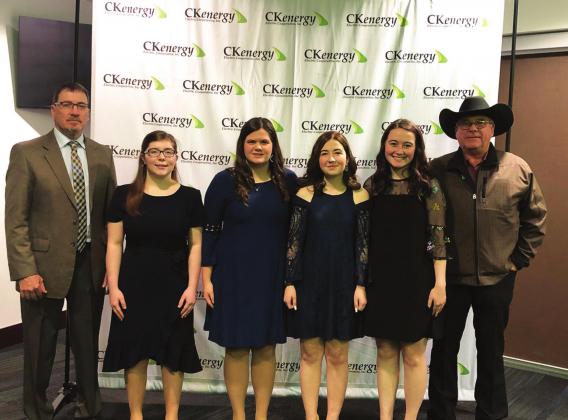 CKenergy CEO Clint Pack, left, with scholarship winners Gabby Giblet, Kaci Anderson, Kaitlyn Roehr and Hannah Strickler. Photo courtesy of Lisa Willard.