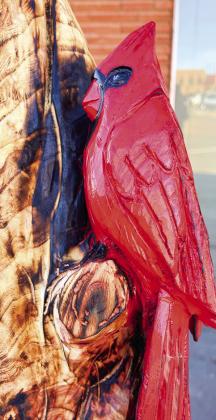 Local wood carving artist Matt Giblet recently created two sculptures on Cordell’s dowtown square