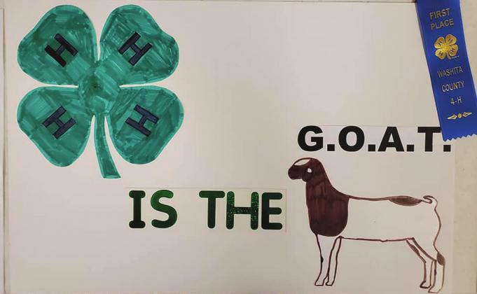 First place 4-H Promotional Poster “G.O.A.T.” by Joey Mooney, Burns Flat-Dill City Photo courtesy of Dana Church