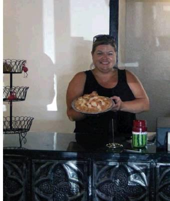 Jennifer Cary with a fresh-baked pie at the newly remodeled Market Street Deli &amp;amp; More in Cordell. Bob Henline | The Cordell Beacon