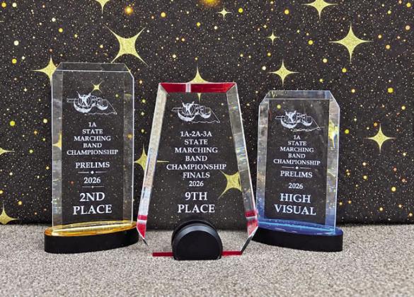 Contest awards from the 2026 Oklahoma Bandmasters Association State Marching Band Contest held at Bartlesville