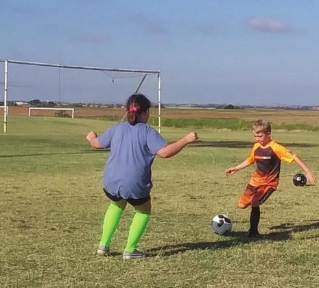 Cordell kids practice their soccer skills Saturday, July 25. Photo courtesy of Tarra Harrison.